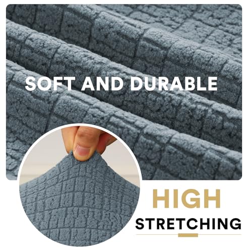 H.VERSAILTEX 100% Waterproof RV Dinette Cushion Covers Jacquard Stretch Camper Couch Cover Washable Cushion Covers Replacement Seat Cover Crizzle Pattern (1 Backrest & 1 Bench Cover, Stoneblue) - color: Stoneblue, size: 1 Set
