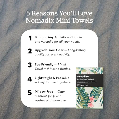 Nomadix Mini Towel - Perfect for Beach, Pool, Travel, Camping, Yoga - Made with Recycled Materials - Super Absorbent - Sand Resistant - Palms Pink - 16x40 - color: Palms Pink