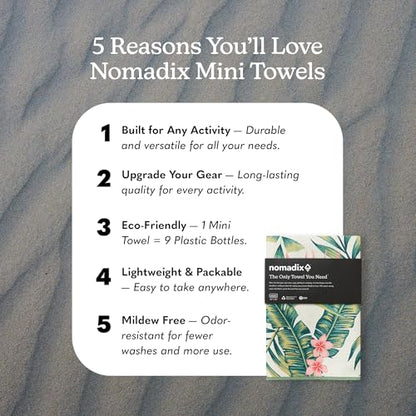 Nomadix Mini Towel - Perfect for Beach, Pool, Travel, Camping, Yoga - Made with Recycled Materials - Super Absorbent - Sand Resistant - Palms Pink - 16x40 - color: Palms Pink