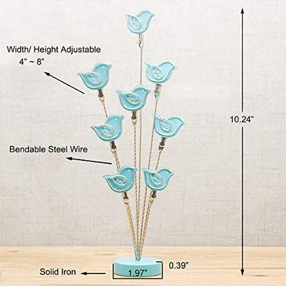 8-Branch Family Tree Picture Frame Holder, Card Photo Clips Holder Desk Stand for Memo Paper Note Photo Christmas Wedding Card Display (Blue Bird) - style: Bird