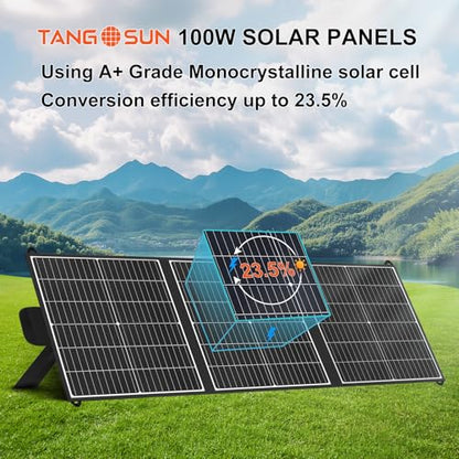 100W Portable Solar Panel,Lightweight Foldable Solar Charger,23.5% Efficiency Mono,Compatible for Jackery/Ecoflow/Bluetti,with DC20V&USB A,USB C,IP65 Waterproof for Camping RV off-grid emergency power