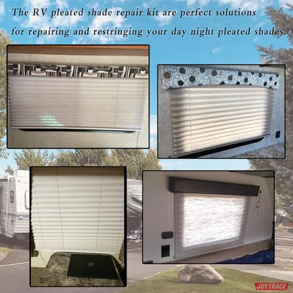 RV Pleated Shade Repair Kit, RV Window Shade Restringing Kit, Repair and Maintain of Day Night Pleated Shade (Tan) - color: Tan
