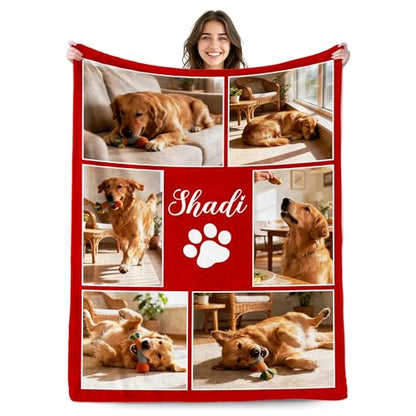 Custom Dog Blanket with Photo, Personalized Name Blanket with Pet Picture, Pets Memorial Gifts for Dogs Lovers, Customized Pet Memorial Remembrance Loss of Dog Sympathy Gifts - color: Design13