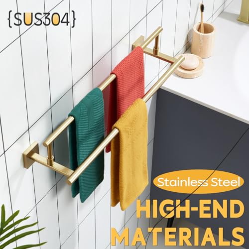 KOKOSIRI 24-Inch Towel Bars Double Bath Towel Rails Bathroom Holder Racks for Cabinet Kitchen Brushed Gold Stainless Steel B5009BG-L24 - color: Brushed Gold, size: 24-Inch
