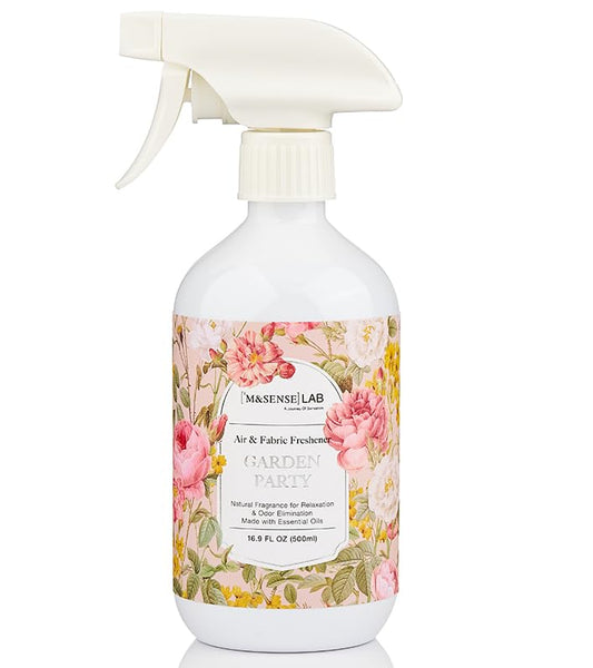 ‌M&SENSE Air & Fabric & Pet Odor Eliminator Spray - 16.9oz Large Size Natural Safe Air Freshener Garden Party Scented Deodorizer for Home Eliminates Smoke & Musty Smells, Ideal for ‌Balcony & Yard - color: Garden Party
