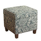 HomePop 18" Classic Square Storage Ottoman - Gray Paisley Blue - color: Gray and Navy