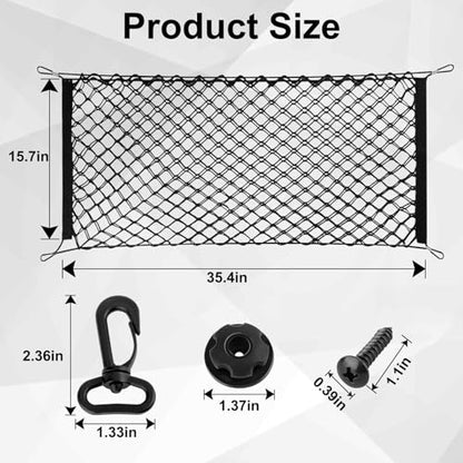 Cargo Net, Premium Dual-Layer Nylon Cargo Net for SUV, Automotive Exterior Accessories, Adjustable Elastic Trunk Net with Hook, Car Accessories for SUV, Truck, Pickup (35.4x15.7 Inch) - size: 35.4x15.7 Inch