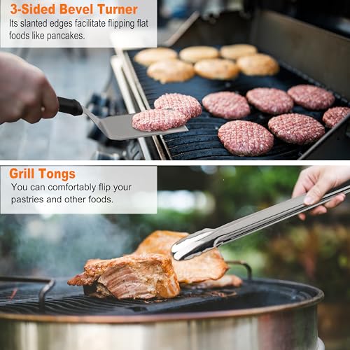 Grilljoy 38pcs Professional Griddle Accessories Kit for Blackstone, with Smash Burger Press, Extra Thick Grill Spatula, Turner, Flipper - Flat Top Grill Tools Kit for Outdoor BBQ Teppanyaki