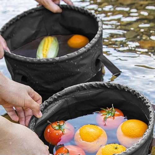 Baiao Collapsible Bucket 5 Gallon, Portable Collapsible Bucket with Handle, Folding Water Container for Fishing Camping Beach Hiking Home Travel Car Washing(Black 20L) - color: Black