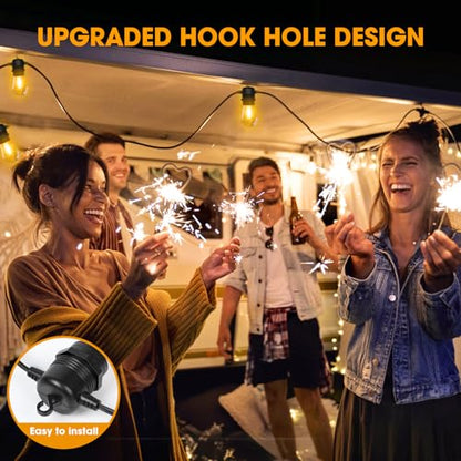 GvvooHome LED Outdoor String Lights 25FT with 9 Shatterproof S14 Bulbs, Waterproof for Porch, Deck, Garden, Balcony, Dimmable 2700K - size: 25FT