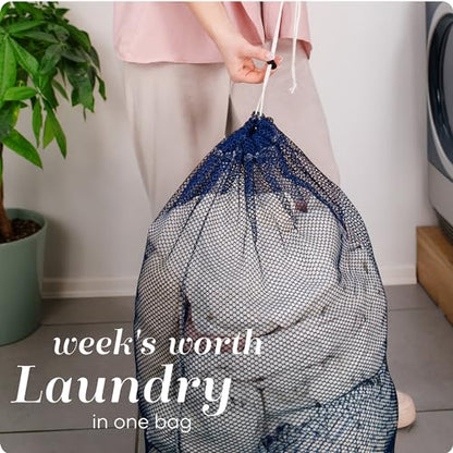 Handy Laundry Mesh XL Laundry Bag - Durable, Machine Washable with Secure Drawstring Closure - Perfect for College Dorms, Laundromats, Apartments (Blue, Large 24" x 36") - color: Blue