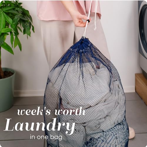 Handy Laundry Mesh XL Laundry Bag - Durable, Machine Washable with Secure Drawstring Closure - Perfect for College Dorms, Laundromats, Apartments (Blue, Large 24" x 36") - color: Blue