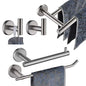 JQK Bath Hardware Towel Bar Accessory Set, 5-Piece Bathroom Accessories Fixtures Set Brushed Finished Wall Mount Includes 24" Towel Bar, 9" Hand Towel Bar, Toilet Paper Holder, Robe Hook x2, BAS105-BN - color: Brushed