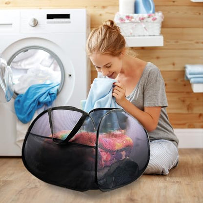 2 Pack Collapsible Laundry Baskets, 90L Large Foldable Laundry Basket, Durable Mesh Pop Up Hampers for Laundry, Dirty Clothes Laundry Hamper for Bedroom, Bathroom, Dorm, Laundry Room, Travel Black - color: 2xBlack