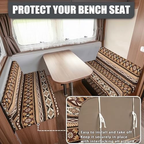 RV Dinette Cushion Covers Aztec Geometric Tribal RV Booth Seat Covers Stretch Washable Camper Couch Covers for Sofa Bed Including 1 Backrest & 1 Bench Cover - color: Aztec Geometric Tribal