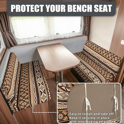 RV Dinette Cushion Covers Aztec Geometric Tribal RV Booth Seat Covers Stretch Washable Camper Couch Covers for Sofa Bed Including 1 Backrest & 1 Bench Cover - color: Aztec Geometric Tribal
