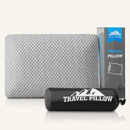 Travel Pillow Memory Foam Pillows, Camping Pillow-Compressible Medium Firm, Breathable Cover, Ideal Backpacking Hiking, Bed Pillows, Airplane and Car (Light Grey, M) - color: Light Grey, size: M-17.7*11.8in