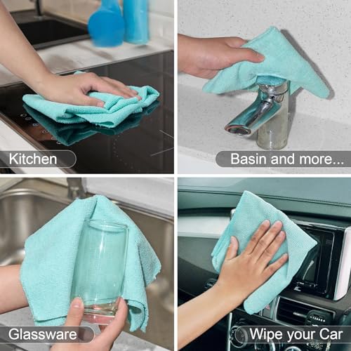 UPSTAR Microfiber Cleaning Cloth, Reusable Paper Towels Rolls, 50 Packs 12x12 inch Cleaning Rags for Washing Dishes, Kitchen, Bathroom, Car, Blue - color: Blue