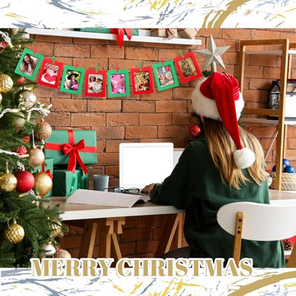 100 Pcs Christmas Paper Photo Frames 4x6 Red and Green Paper Picture Frame with 100 Clip 10 String Kit DIY Hanging Cardboard Photo Holder Christmas Wall Wedding Home Decor - color: Red, Green, style: Classic