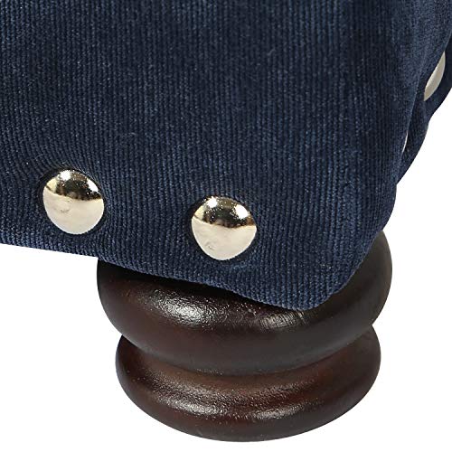 Joveco 24" Ottoman with Storage for Living Room Rectangular Fabric Tufted Bench Footrest (Dark Blue) - color: Dark Blue
