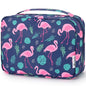 Mossio Hanging Toiletry Bag with Sturdy Hook - Large Portable Cosmetic Makeup Travel Organizer for Men & Women - color: Navy Flamingo
