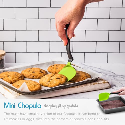 Dreamfarm Set of Essentials Silicone & Nylon Kitchen Utensils 4pc Set | Non-stick cookware safe, cooking, meal prep, and baking tools, includes Chopula, Mini Chopula, Supoon and Mini Supoon - size: 4 Piece Essential Set
