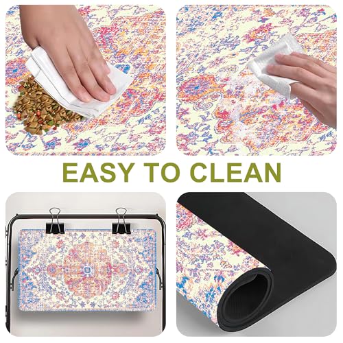 Cat Food Mat Pet Feeding Mats Dog Bowls Mat Cat Water Mat 12x20 Inch Boho1 - color: Bohemia Style 01