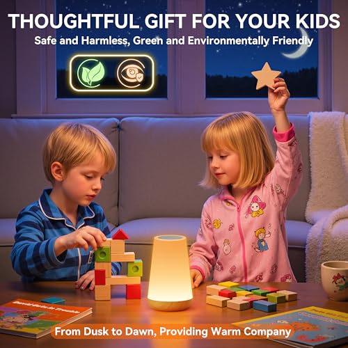 Auxmir Rechargeable LED Night Light, Touch & Remote Control Bedside Lamp with 13 Colors, 5 Brightness Levels, Portable Table Lamp for Kids Baby Nursery, Bedroom, Bathroom, Camping, Light Brown - color: Light Brown