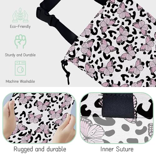 Butterfly Car Garbage Bag,Leopard Waterproof Small Car Trash Bag Hanging Back of Seat,Drawstring Hanging Car Trash Bag with Adjustable Buckle for Car Accessories - color: Butterfly