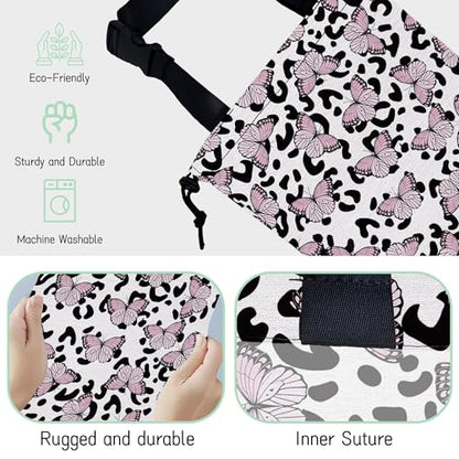 Butterfly Car Garbage Bag,Leopard Waterproof Small Car Trash Bag Hanging Back of Seat,Drawstring Hanging Car Trash Bag with Adjustable Buckle for Car Accessories - color: Butterfly
