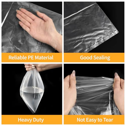 Ohuimrt Extra Large Clear Plastic Bags, 40 x 60 Inch, 4 Pack | Reusable, Jumbo, Waterproof, Includes 4 Ties, For Luggage, Suitcase, Furniture, Chair Storage & Moving