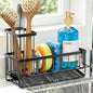 Sponge Holder for Kitchen Sink, Kitchen Sink Caddy, Kitchen Sink Sponge Holder, Dish Sponge Holder, Kitchen Sink Organizer for Sponge, Dish Brush, Scrubber(9.65" x 3.74" x 6.3", Black) - color: Black
