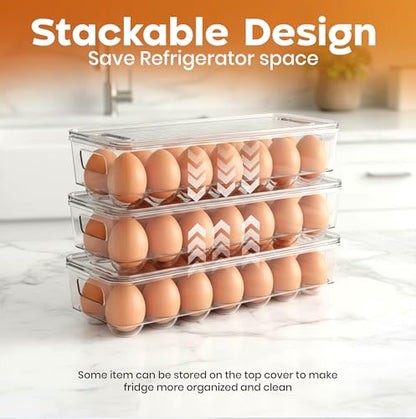 Utopia Home Egg Container With Lid and Handle for Refrigerator - Pack of 1 - Clear Stackable Egg Holder for Kitchen Storage and organization - size: Pack of 1