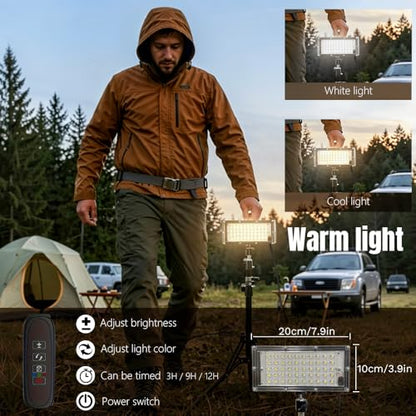 USB Telescopic Camping Light – External Power Bank Powered, Adjustable Tripod,Adjustable Brightness & Color Temperature for Outdoor,Camping,Hiking,Emergency Lighting(50 LEDs) - color: Camping Light