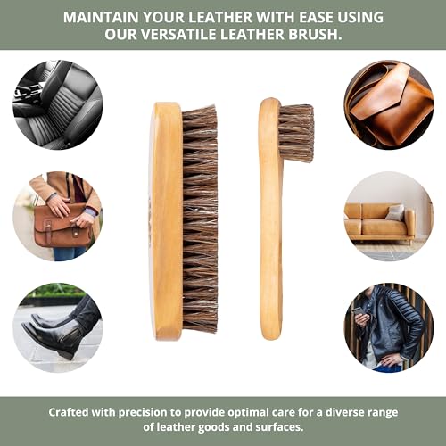 Rhino Wax - Horse Hair Brushes - Ideal for Boot or Shoe Brushes - Soft Non-Scratching Horsehair Bristles - Comfy Hard Wood Handle for Cleaning, Polishing, Shining Leather Boots or Shoes