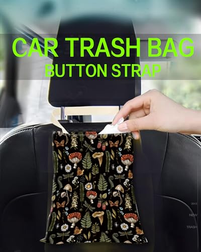 Hanging Car Trash Can Bag - Boho Brown Mushroom Design, Back Seat Organizer for Travel, Camping, Vehicle Accessories - color: Cute Boho Mushroom