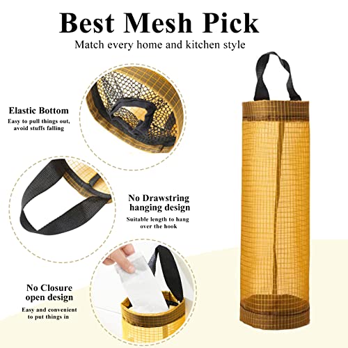TOGETRUE Plastic Bag Holder, Mesh Grocery Bag Holder Hanging Storage Bag Dispenser (Yellow 2 Packs) - color: Yellow 2 Packs