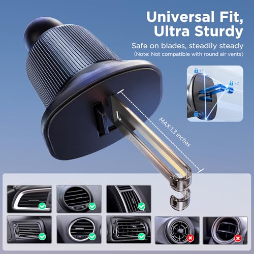 Miracase Car Phone Holder for Magsafe [Strong Magnets] Magnetic Phone Holders for Your Car, 360°Adjustable Air Vent Hands Free Cell Phone Mount Cradle Fit iPhone 17-12 & All Smartphones, Black - color: Dark Black