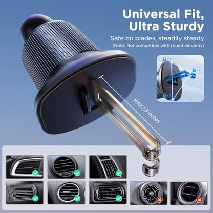 Miracase Car Phone Holder for Magsafe [Strong Magnets] Magnetic Phone Holders for Your Car, 360°Adjustable Air Vent Hands Free Cell Phone Mount Cradle Fit iPhone 17-12 & All Smartphones, Black - color: Dark Black