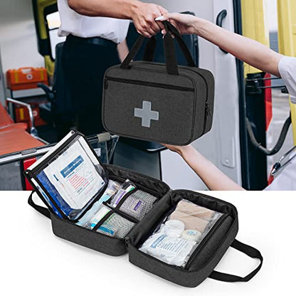 CURMIO Small First Aid Bag, Empty Emergency Trauma Kit Organizer Bag for Hiking, Camping, Car, Travel, Home and Outdoor, Black, BAG ONLY, Patent Pending - color: Black