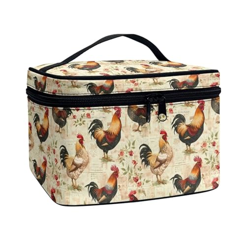 Travel Cosmetic Bag Chicken Printed Multifunctional Makeup Organizer Bag for Ladies Teens Lightweight Makeup Pouch Plenty of Room - color: Chicken