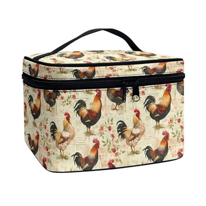 Travel Cosmetic Bag Chicken Printed Multifunctional Makeup Organizer Bag for Ladies Teens Lightweight Makeup Pouch Plenty of Room - color: Chicken