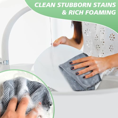 SINLAND Microfiber Dish Cloth Kitchen Washcloth Best Kitchen Cloths Cleaning Cloths Poly Scour Side 12"x12" 20Pack Dark Grey - color: Dark Grey, size: 12inchx12inch 20pack