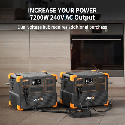 PECRON Solar Generator E3600LFP 3072Wh with 2x300W Solar Panels, 5x3600W AC Outlets Portable Power Station, LiFePO4 Battery Backup Expanded to 18.43kWh, Power Station for Home Use, RV, Camping, CPAP - style: E3600LFP+2x300W