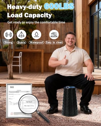 Portable Collapsible Stool Chair, Lightweight Folding Camping Stools for Adults 600LBS, Adjustable Retractable Foldable Seat for Backpack, Travel, Black - color: Dark Black