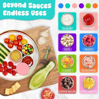 LIEMAND 6x1.6 oz Salad Dressing Container to Go, Leakproof Reusable Stainless Steel Small Container with Lid,Sauce Containers for Lunch box,Picnics,Travel,Office and Meal Prep - color: Soft Pink, size: 1.6oz