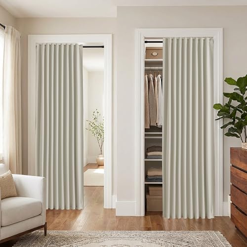 78 Inch Blackout Curtains, Closet Drapes for Open Closet Track System, Privacy RV Room Divider Curtain for Camper, 52" W x 78" L 2 Panels Set, Neutral Beige - color: Greige, size: 52"W x 78"L (Pack of 2)