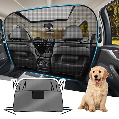 Dog Car Barrier Behind Front Seat, 61.4" Wide Car Pet Barrier One-Piece Design, Dog Car Divider Back Seat Barrier for Full-Sized SUV, Large Car and Pickup