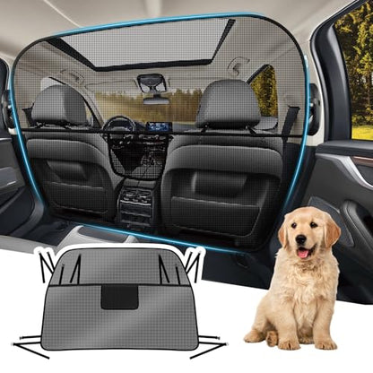 Dog Car Barrier Behind Front Seat, 61.4" Wide Car Pet Barrier One-Piece Design, Dog Car Divider Back Seat Barrier for Full-Sized SUV, Large Car and Pickup
