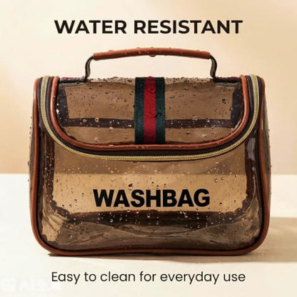 Retro Clear Makeup Bag Waterproof Large Capacity Zipper Travel Toiletry Organizer for Women - size: M3